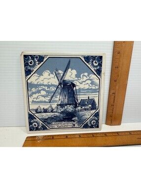 Delft Schoonhoven Windmill Tile Made in Holland Waterloosmolen Rypwetering